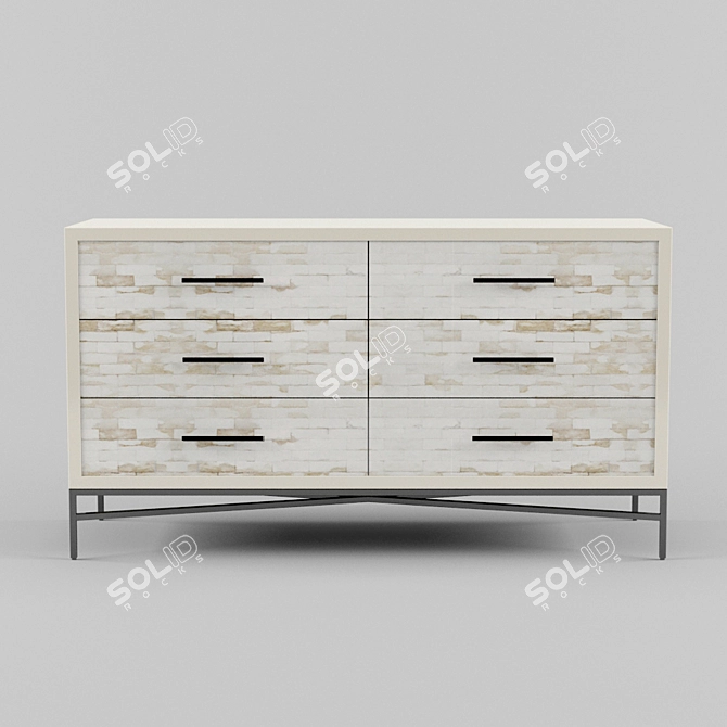 Wood Tiled 6-Drawer Dresser: Stylish Storage Solution 3D model image 2