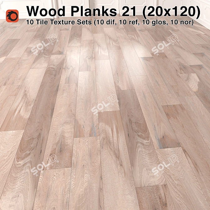 Premium 6x24 Plank Wood Floor 3D model image 1