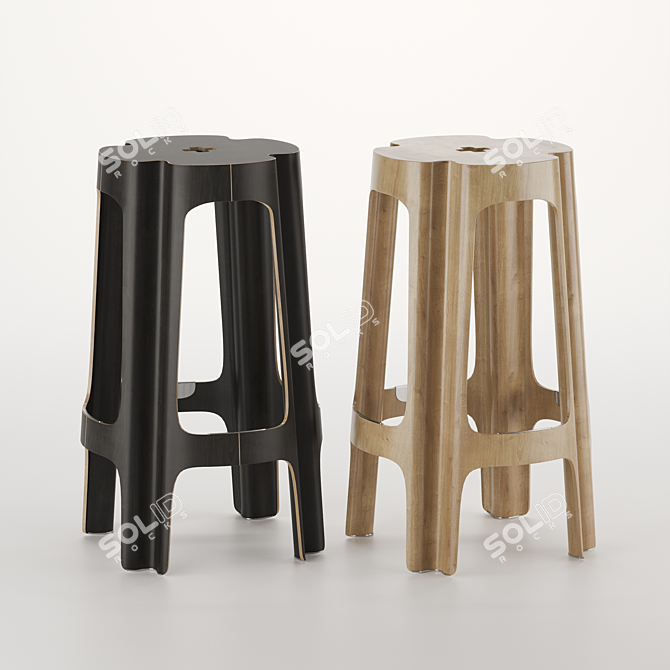 Riga Bloom Barstool: Lightweight & Stackable 3D model image 1