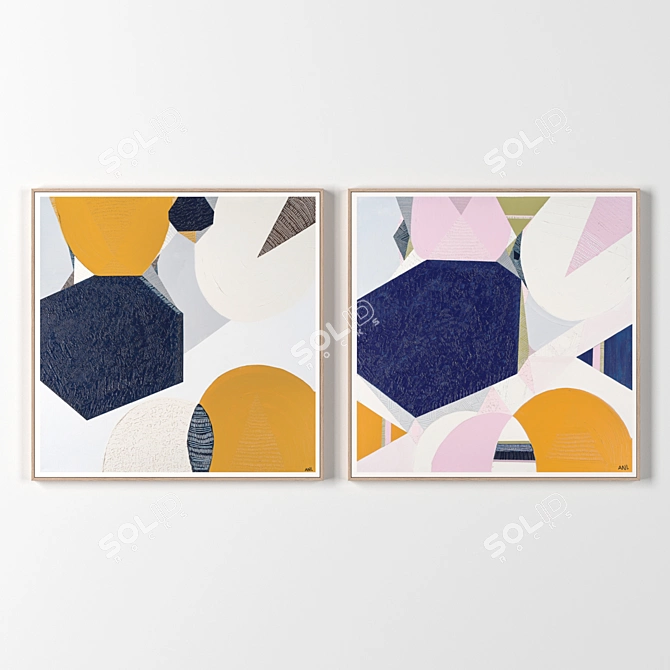 Wooden Frame Duo: 760x760mm 3D model image 1