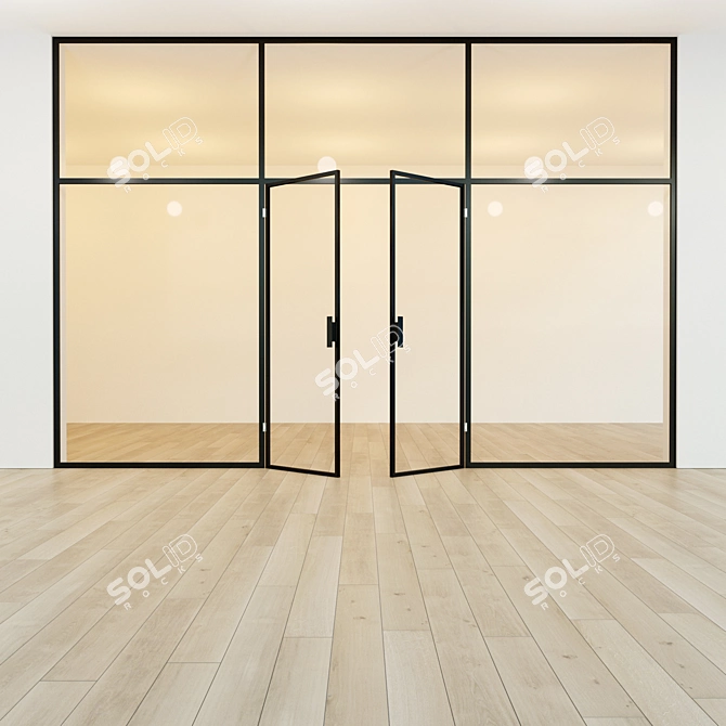 Sleek Glass Partition Door 3D model image 2