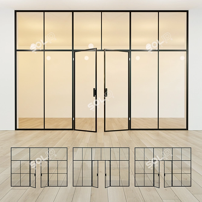 Sleek Glass Partition. Modern Design. 3D model image 1