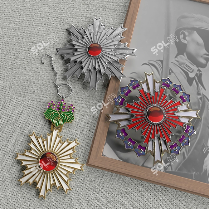 Order of the Rising Sun - Japanese Imperial Decorative Badge 3D model image 1