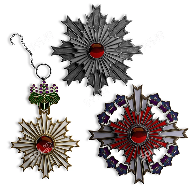 Order of the Rising Sun - Japanese Imperial Decorative Badge 3D model image 2