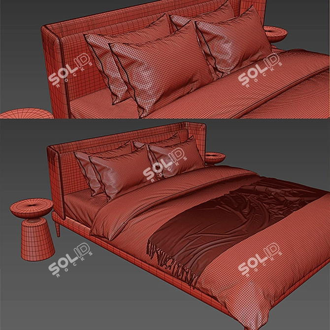 Modern 3DMax Bed Set 3D model image 3