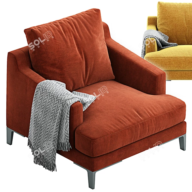 Elegant Poliform Bellport Armchair 3D model image 2