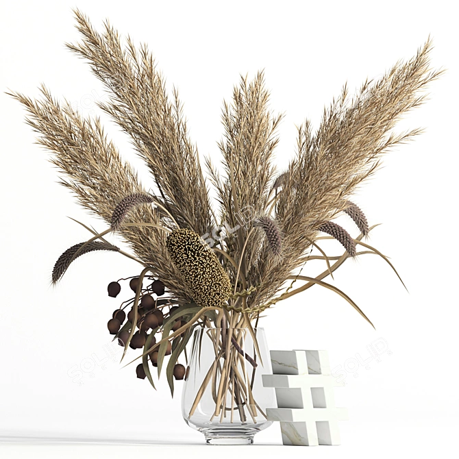 Luxury Dry Bouquet - Realistic Florals and Unique Textures 3D model image 1