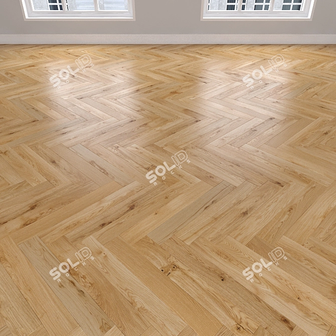 Caramel Oak Parquet: Herringbone, Linear & Chevron 3D model image 2