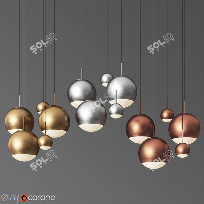 Glamorous Gold Pendant Light 3D model image 1