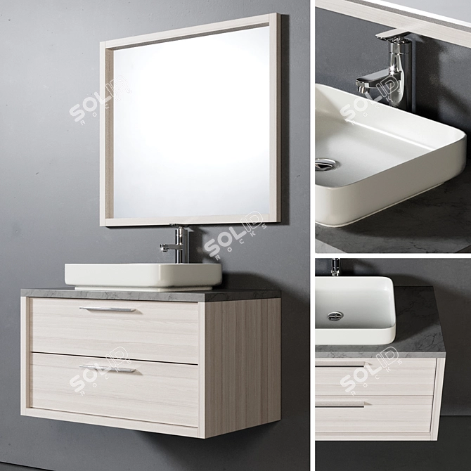 Indiana 90cm: Stylish Bathroom Furniture 3D model image 1