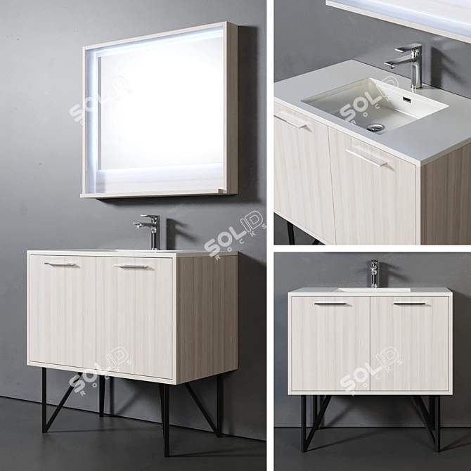 Elegant Tulum 90cm Bathroom Set 3D model image 1