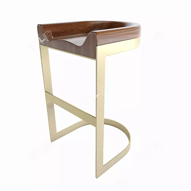 Stylish Walnut Saddle Stools 3D model image 1