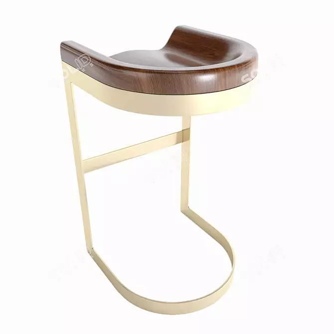 Stylish Walnut Saddle Stools 3D model image 2