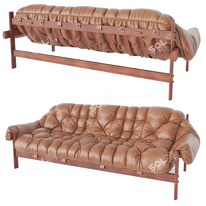Luxurious Brazilian Leather Sofa 3D model image 1