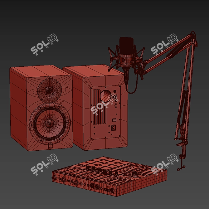 Pro Audio Essentials Set: Yamaha HS8 Monitors, Neumann TLM 102 Mic, Maschine Mixer & TOREX MS RADIO Mic 3D model image 2