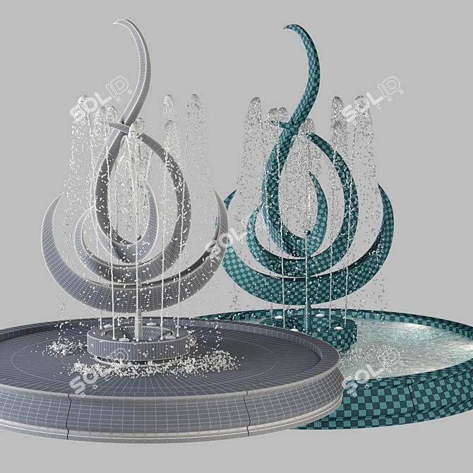 Water Fountain with PBR Materials 3D model image 3