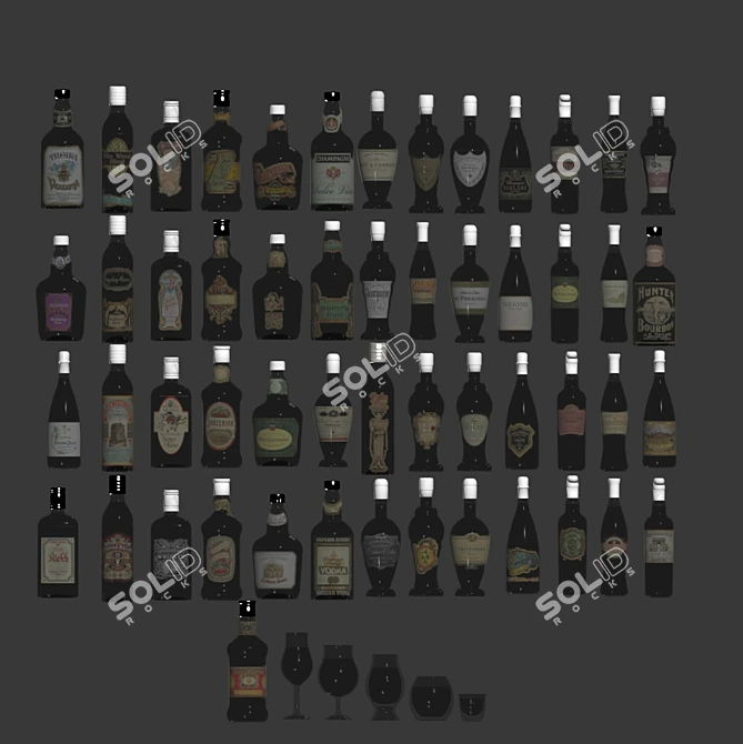 Variety of 3D Alcohol Bottles 3D model image 3