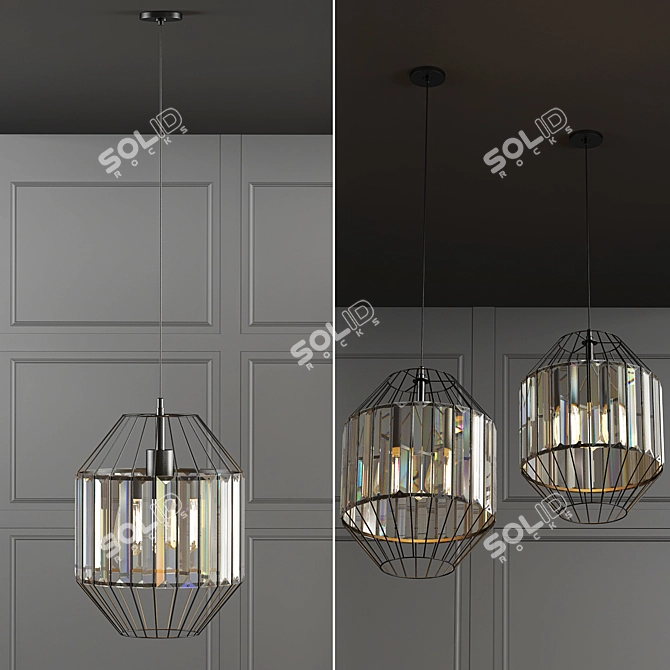 Elegant Glass Plate Pendant 3D model image 1