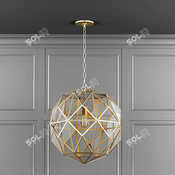 Sleek Glass & Metal Pendant 3D model image 1