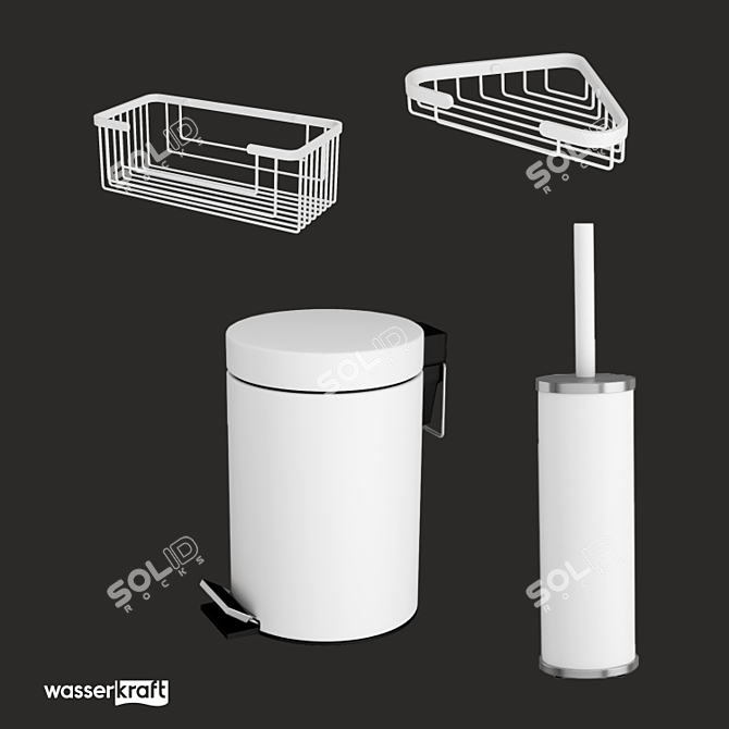 Elegant White Bathroom Accessories 3D model image 1