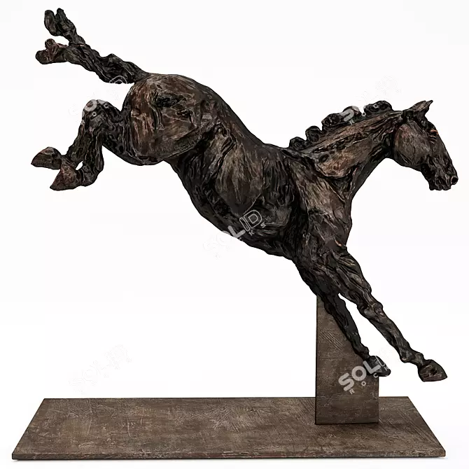 Elegant Bronze Horse Jumper Exhibit 3D model image 1