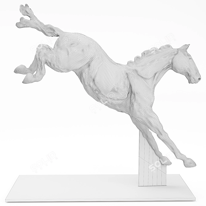 Elegant Bronze Horse Jumper Exhibit 3D model image 3