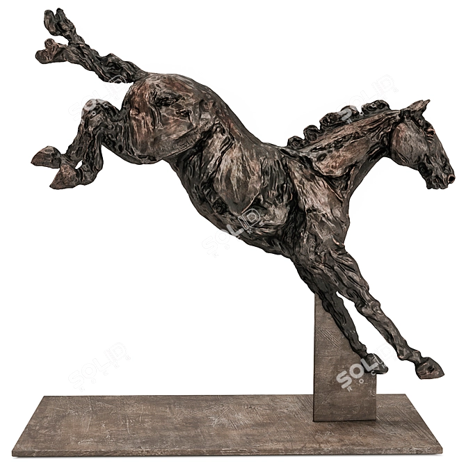 Elegant Bronze Horse Jumper Exhibit 3D model image 5