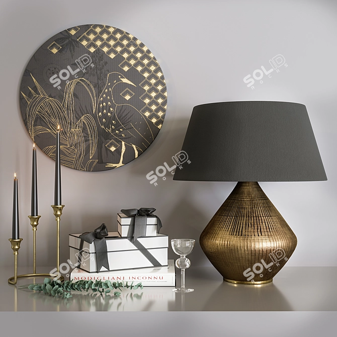 Metal Engraved Table Lamp 3D model image 1