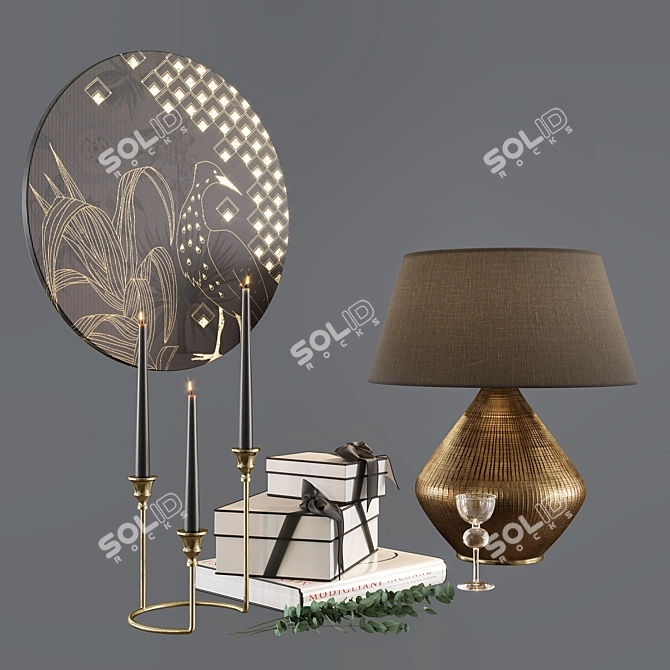 Metal Engraved Table Lamp 3D model image 2