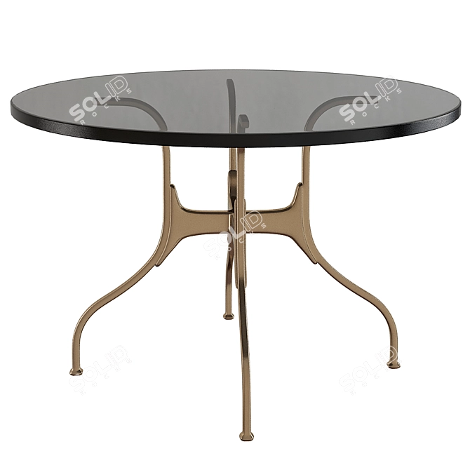 Sleek Aluminum Wood Table 3D model image 1