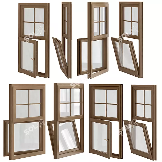 Premium Triple Glazed Sash Window 3D model image 1