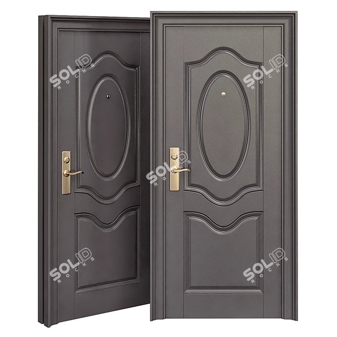 Sturdy Steel Door with Security Lock 3D model image 1