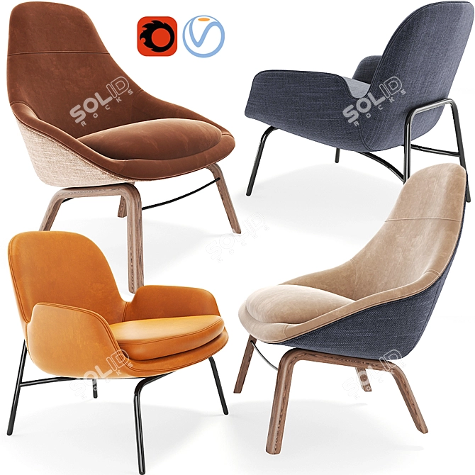 Modern Armchair Set: 3dsmax 2011, Vray & Corona 3D model image 1