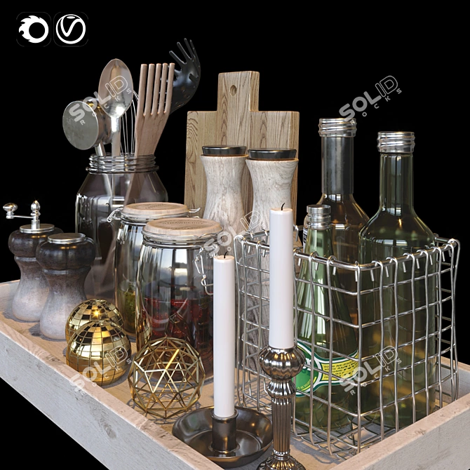 Sleek Kitchen Accessorie Set 3D model image 2