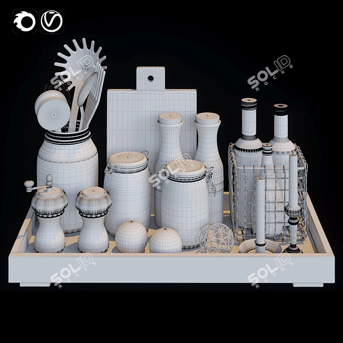 Sleek Kitchen Accessorie Set 3D model image 3