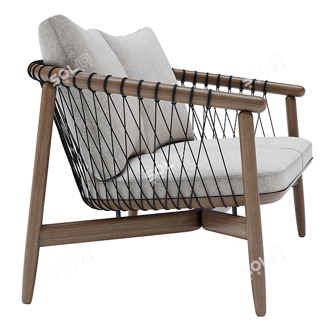 Crosshatch Settee: Elegant Comfort 3D model image 2