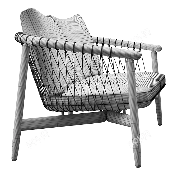 Crosshatch Settee: Elegant Comfort 3D model image 3