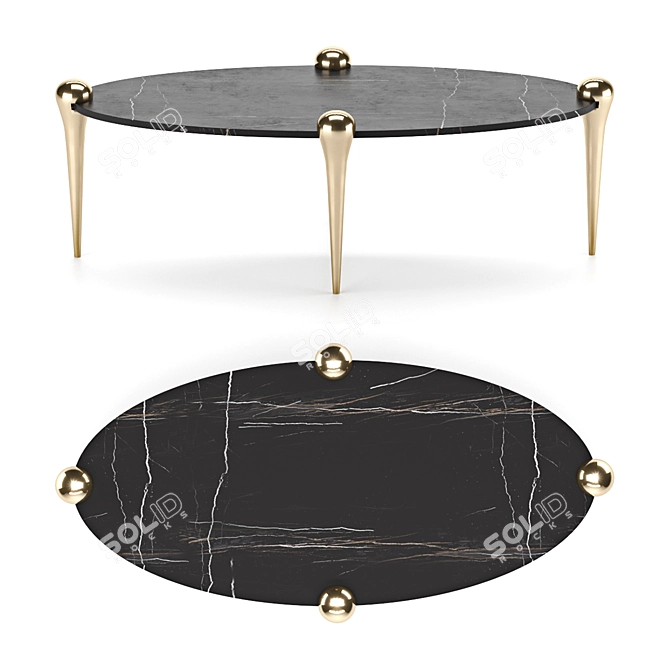 Sculptural Marble and Brass Coffee Table 3D model image 1