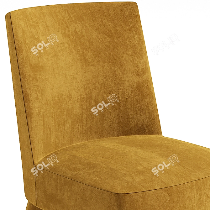 Elegant Gold Velour Chaise: 53x60x80cm 3D model image 2
