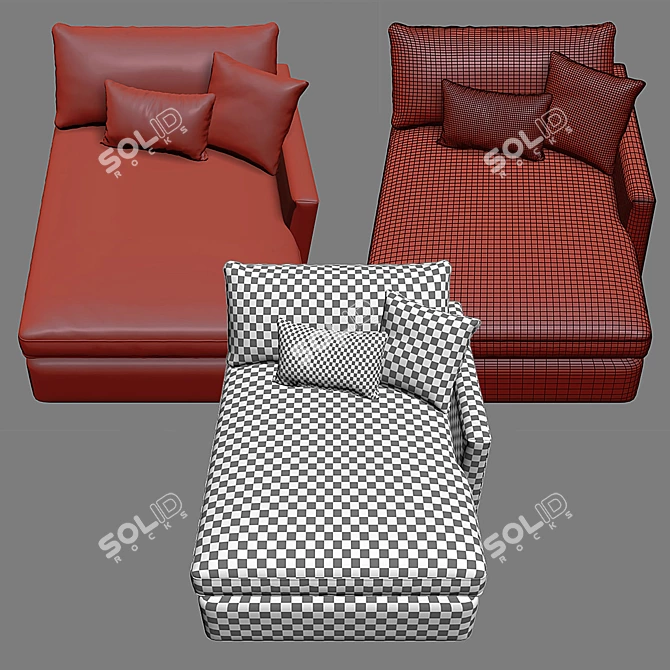 Petite Outdoor Chaise: Stylish Upholstered Lounge 3D model image 3