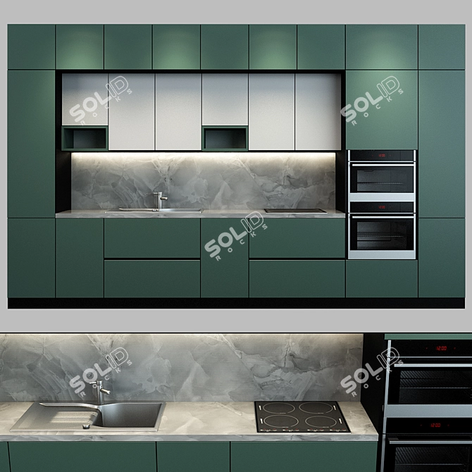 Sleek and Stylish Kitchen Set 3D model image 1