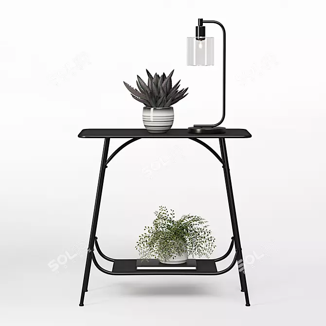 Sleek Industrial Style Console 3D model image 1