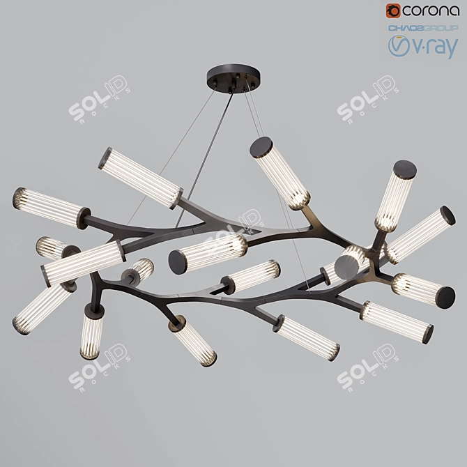 Modernistic Ramose Ring Chandelier 3D model image 1