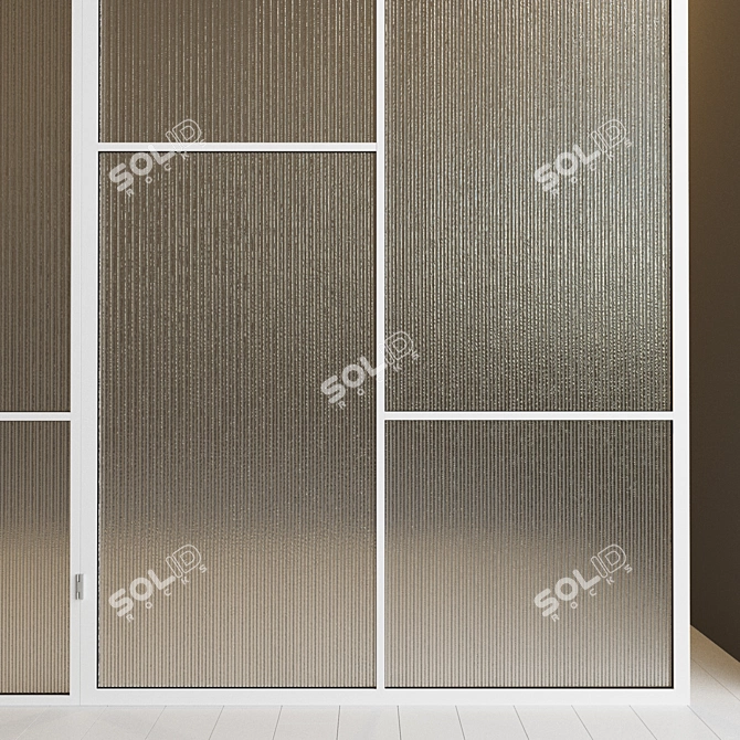 Title: Swing Glass Partition with Stained Metal 3D model image 2