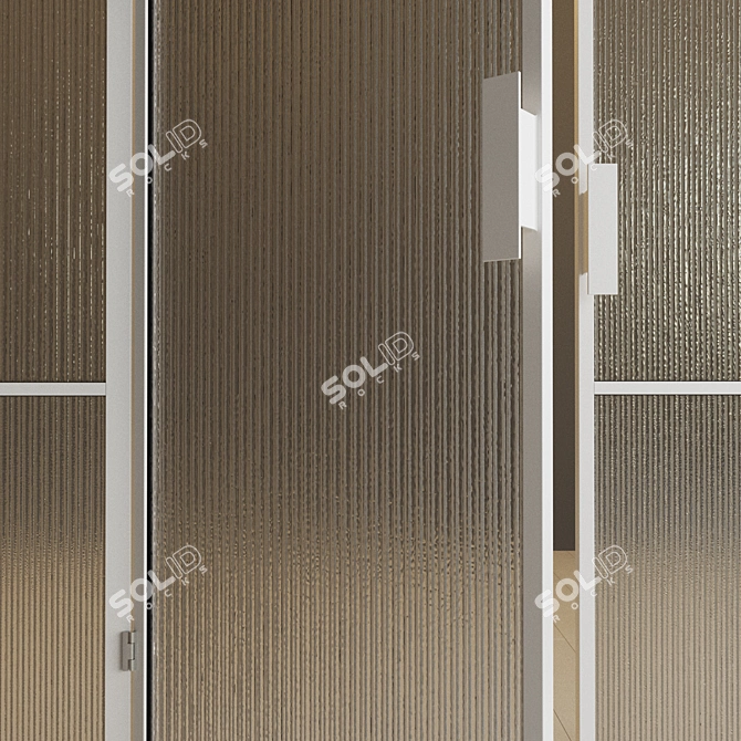 Title: Swing Glass Partition with Stained Metal 3D model image 3