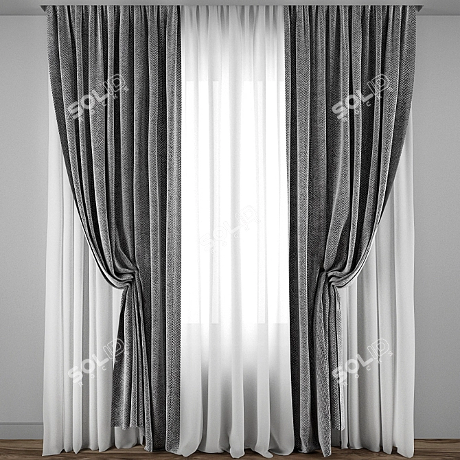 Elegant Detailed Curtain Model 3D model image 1