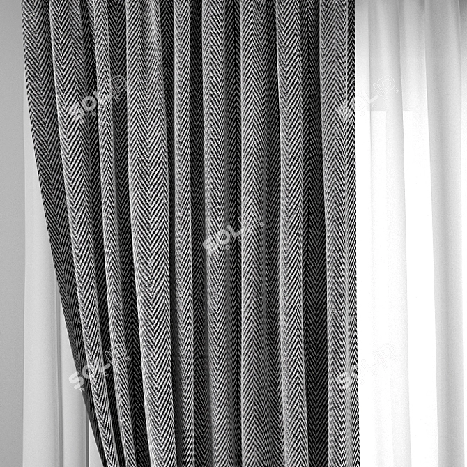 Elegant Detailed Curtain Model 3D model image 2