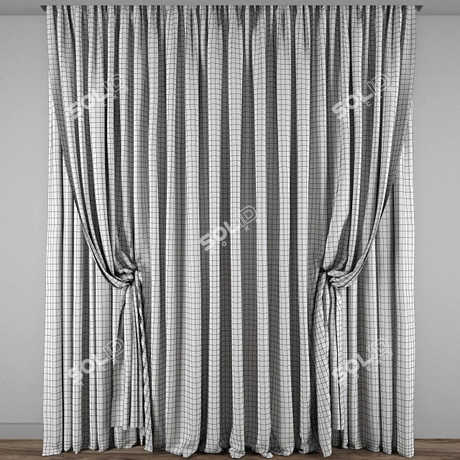 Elegant Detailed Curtain Model 3D model image 3