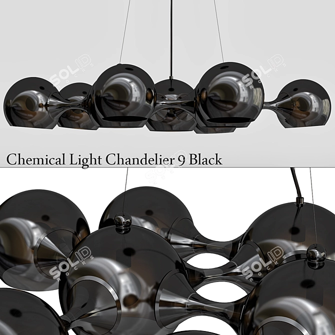 Modern Black Chemical Light Chandelier 3D model image 1