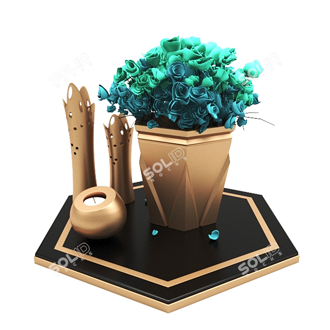 Elegant Blooms: Decorative Flower Set 3D model image 1